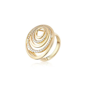 Bold Spiral Diamond Ring in 18K Yellow or White Gold