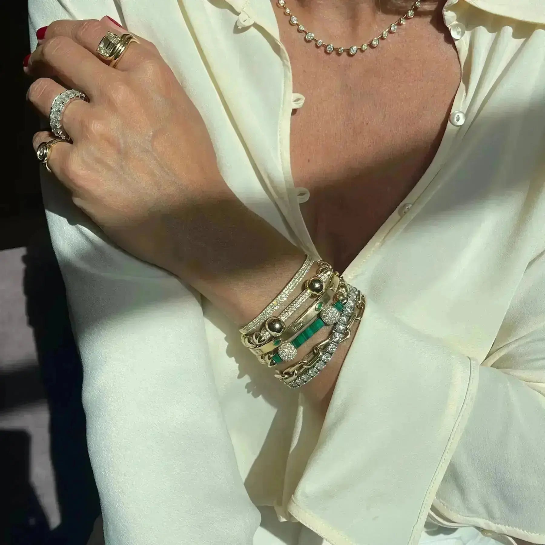 Double Row Diamond Bangle - Image 6