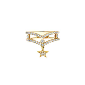Dancing Star Diamond Ring in 14K Yellow Gold