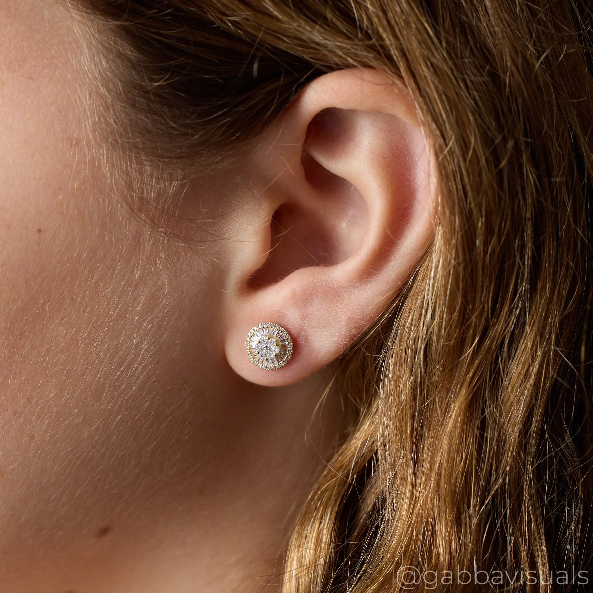 Diamond Halo Stud Earrings - Image 2