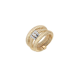 Italian Line Flexible Diamond Ring in 18K Yellow Gold