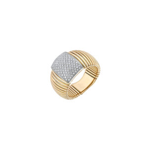 Pav?? Block Flex Italian Ring in 18K Yellow Gold