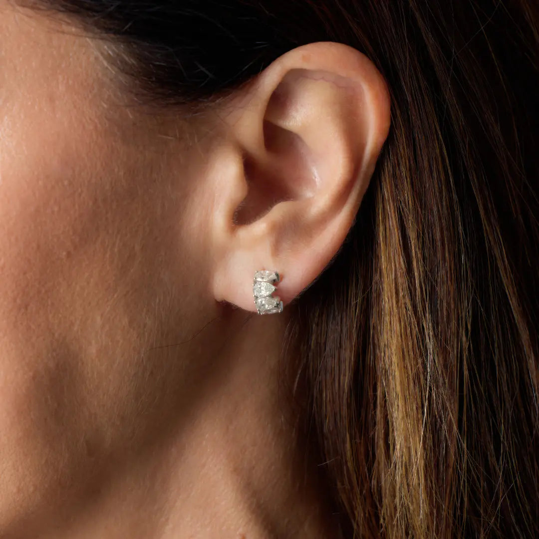 Pear Diamond Mini Hoop Earrings - Image 2